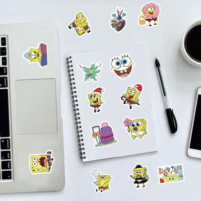 SPONGEBOB SpongeBob SquarePants, 300pcs, Cartoon Animation SpongeBob SquarePants Stickers, Patrick Star Funny Creative Decoration Handbook Diy Stickers, Exquisite Gifts For Girls And Boys