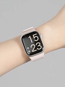 1条男女通用荔枝纹硅胶磁吸表带，兼容 42mm、38mm、40mm、41mm、44mm、45mm、46mm、49mm，时尚智能手表替换表带，适用于Series Ultra2、Ultra SE2、SE 11、10、9、8、7、6、5、4、3、2、1 - 粉砂色 - 查看 3
