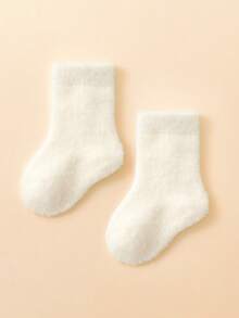 1 Pair Baby/Toddler Plush Socks, Soft Knitted Wool Socks In Multiple Colors, Unisex For Infants, Essential For Winter - Multicolor - View 17