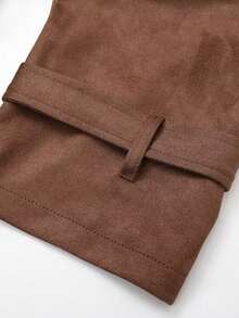 Women's Elegant Brown Suede-Like Trench Coat For Autumn & Winter - Belted Waist Design, Structured & Textured, Formal & Casual Autumn-Winter Outerwear - Hand Washable Luxury Women's Coat For Fall & Winter, Ideal For Office Commutes, Parties & Casual Outfits, Perfect For Versatile Layering - Timeless Design With Premium Fabric, A Top Choice For Style-Conscious Shoppers In Autumn & Winter - 棕色 - 查看 7