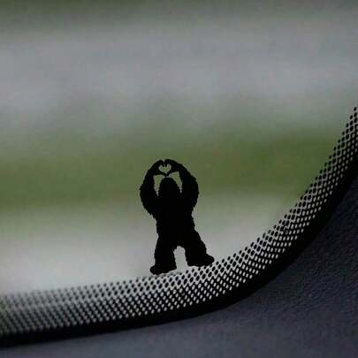 Tiny Bigfoot Heart Hands Vinyl Decal: Sasquatch Hidden Car Sticker,Car Rearview Mirror Stickers - Car Accessories