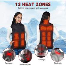 ¡RecomendadoChaleco calefactor para mujeres y hombres, 13 zonas de calor, chaleco de calentamiento eléctrico, ligero, unisex, ropa de calefacción¡Top de Temporada - Negro - - Ver 5