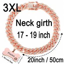 1pc Customized Luxury Rhinestone Dog Cuban Link Collar, 1.3cm Wide Hiphop Pet Necklace, Suitable For Small/Medium/Large Dogs, Pet Accessories & Gift, Can Engrave Pet Name, Phone Number, Anti-Lost Ornamental,Engraved Stylish,Fashion,Colorful,Vintage,Cute,Contracted,Cuties Custom,Unique,Customized,Personalized Pet For Anniversaries,For Birthdays,Pet Supplies,2025 Halloween Accessories,Fall Décor