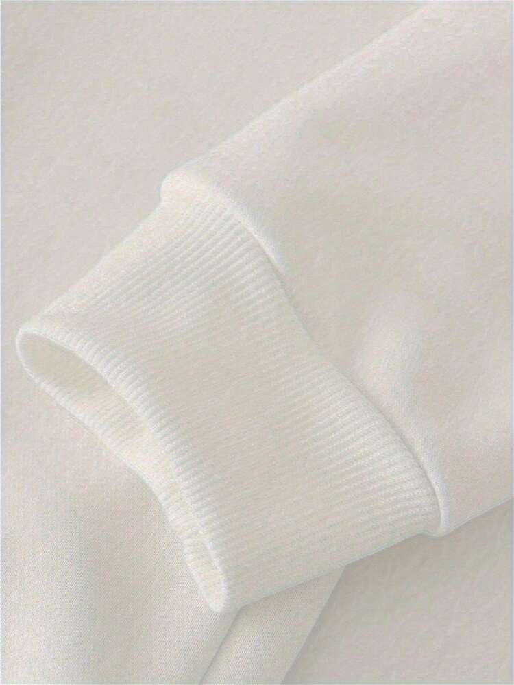 2025 Sudadera con Capucha de Forro Polar de Ajuste Holgado para Hombre Otoño Invierno Nuevo Estilo Coreano  Ins Casual Versátil Cálido de Manga Larga Top Juvenil Estudiante Impresión de Cara Sonriente Chaqueta Pullover - Blanco - Añade 4