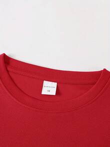 La última sudadera deportiva presenta una textura de camiseta cómoda. La camiseta de cuello redondo para hombre es muy acogedora, con un look limpio para la camiseta estampada y un tacto como de camiseta cómoda. La camiseta es suave y agradable de llevar. - [Rojo] - Ver 3