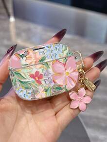 适用于苹果Pro的透明花朵保护壳，可爱樱花3耳机保护套，苹果Pro 2保护套带花朵挂链，不含耳机 - 綠色 - 查看 9