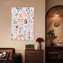 Póster con impresión colorida de "Bella Vita" enmarcado en lienzo, arte de pared, póster para decoración estética de habitación, dormitorio, sala de estar y oficina - Enmarcado - Ver 2