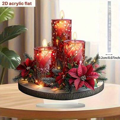 2D Flat, 2D Bohemian Style Acrylic Christmas Candle Decor, No Electricity Needed, 5.9 Inches X 5.9 Inches, Ideal For Tabletop Decor, Home, Bedroom And Living Room Holiday Arrangement, Multifunctional Holiday Decoration Suitable For All 11 Holidays