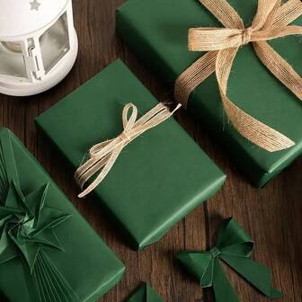 1卷 - 哑光深绿色包装纸，纯色纸，礼品包装纸，纪念品包装纸，生日礼盒包装纸，适用于婚礼、情人节、生日、DIY花束装饰