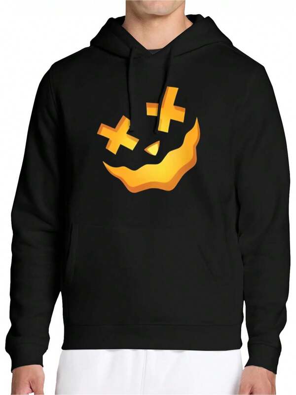 Sudadera con capucha para hombres con estampado de cara de calabaza divertida de Halloween, suéter casual suelto