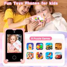 2.8英寸触屏独角兽主题儿童智能手机，双摄像头，32GB存储空间，内置教育游戏和音乐播放器，是送给3-9岁女孩的完美圣诞节/生日礼物。