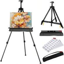 Caballete de Artista con Pals y Bolsa de Recoleccin y Paleta, Caballetes de Dibujo Porttil con Altura Ajustable de 21 a 62 pulgadas, Para Dibujo, Mesa/Piso, Marco de Exhibicin - inicial - Ver 2