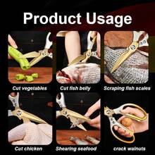 1pc Ombre Gold Kitchen Scissors Set (With Scissors Sheath) - Includes Peeler, Stainless Steel Poultry Shears, Multipurpose Seafood Scissors, Kitchen Utensils, Suitable For Meat, Vegetables