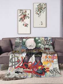 1Pc Kawss Kawaii Kaw Blanket Anime Lovers Gift Idea - Luxuriously Soft Flannel Blanket For Couch, Camping & Travel Adventures - 黑色 - 查看 2