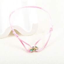 1pc Elegant Stainless Steel Triple Rings Crossing Bracelet, Colorful Triple Rings Lucky Charm Bracelet, Suitable For Daily Wear And Holiday Gifts