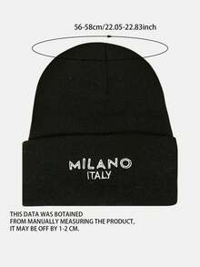 2顶男女通用米兰刺绣针织帽，时尚百搭男女冬季帽饰 - 彩色 - 查看 2