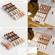 Yieach 4 Pack Adjustable Narrow Spice Rack For Drawer - Expandable From 9" To 17.7" - Acrylic Drawer Seasoning OrganizerTiered Clear Spice Tray For Spices Condiment Nail Polish And Jar Organization - Clear - View 2