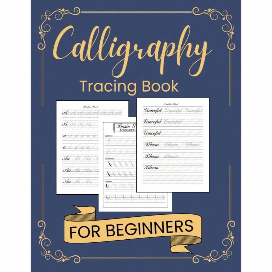 Calligraphy Practice Tracing Book: Practice Sheets Beginners with Traceable Uppercase Lowercase Letters, Blank Pages Writing 8.5x 11 inches - inicial - Ver 1