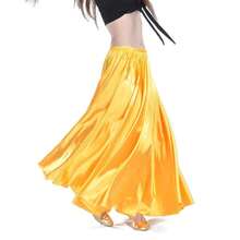 Satin Belly Dance Skirt, Circular Silhouette, Elegant Swaying Long Dress For Dancers - Multicolor - View 2