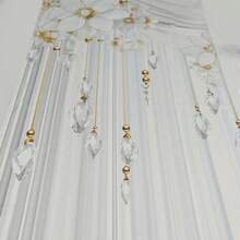 2片装涤纶遮光窗帘 - 高清白金花卉图案印花，适用于卧室、客厅、办公室和家居装饰，杆袋式设计，90克