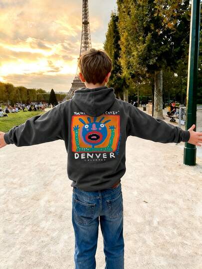 1pc Tween Boy Casual Printed Pullover Sweatshirt, Thermal Lined, Long Sleeve, Autumn/Winter
