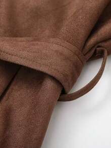 Women's Elegant Brown Suede-Like Trench Coat For Autumn & Winter - Belted Waist Design, Structured & Textured, Formal & Casual Autumn-Winter Outerwear - Hand Washable Luxury Women's Coat For Fall & Winter, Ideal For Office Commutes, Parties & Casual Outfits, Perfect For Versatile Layering - Timeless Design With Premium Fabric, A Top Choice For Style-Conscious Shoppers In Autumn & Winter - 棕色 - 查看 5