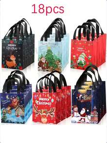 18pcs Medium Christmas Gift Bags 10.6''x7.8''x4'' With Handles, Reusable Non-Woven Fabric Christmas Shopping Bags, New Year Gift Bags, Holiday Party Supplies Decorations(1/6/12pcs),Stocking Fillers Women,Mum Gifts Christmas,Christmas Decrotions,Stocking Stuffers For Men,Stocking Stuffers,Stocking Stuffers For Men,Christmas Ornaments For Tree,Christmas Decorations For Home
