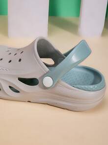 儿童透气舒适柔软套脚凉鞋，双层缓震，防滑，适合室内/室外、沙滩玩耍，轻便EVA经典凉鞋，男女童皆宜 - 灰色 - 查看 9