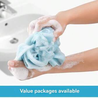 去角质背部按摩器套装 - 三件套沐浴工具，强力去除污垢，男女皆宜，包含长丝瓜络背部按摩带和沐浴海绵，带来极致清洁体验。