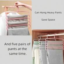 1pc/3pcs/5pcs Household Multi-Layer Pants Rack, Five Layer Anti Slip Storage Pants Rack, Multifunctional Seamless Clothes Hanger, Scarf, Tie, Drying Rack, Room Decoration, Home Decoration, Bedroom Decoration, Storage, Creative, Multi-Functional Bold Five Layer Pants Rack, Drying Rack, Anti Slip Drop Pants Storage Rack