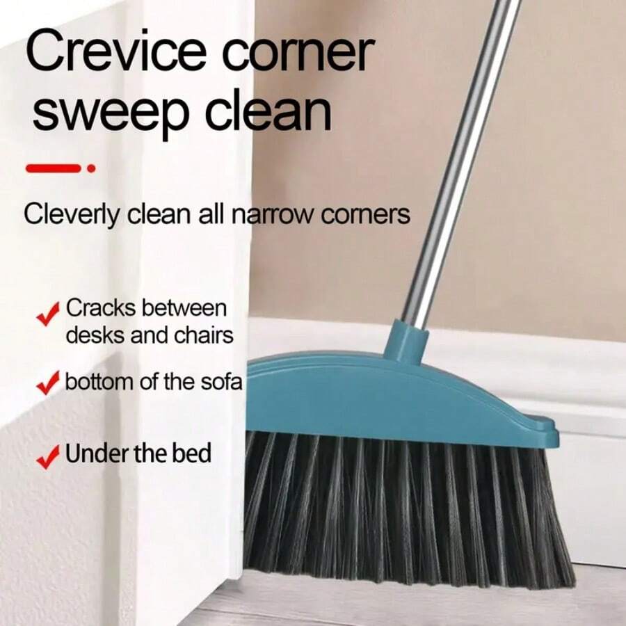 1pc Magic Broom - Longer Version 50inch Rubber Strip Broom -Stainess Steel Hadel - Broom Broom Silicone Sweep Cleaning Floor Wiper Silicone Broom Domestic Toilet Lazy Broom - 天藍色 - 查看 1