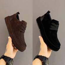 Autumn Men's Shoes Casual Men's Slippers Leather Shoes Simple Retro Shoes, Men's Shoes - màu đen - Xem 3