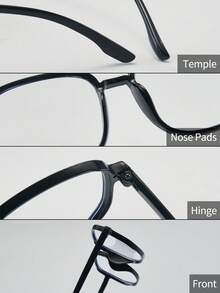 1pc Unisex Fashion Flat Lens Glasses, New Lightweight Retro Square Frame Casual All-Match Style, Suitable For Holiday Gifts, Daily, Study, Commute, Office Use - Clear - View 7