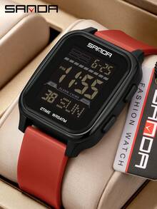 SANDA. SANDA 2211新款方形男士手表户外夜光防水多功能运动大表盘电子表 - 均碼 - 查看 17
