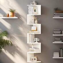 Kệ góc treo tường 7 tầng - Kệ lưu trữ góc tiết kiệm không gian, cấu trúc nhựa bền chắc, dễ dàng lắp đặt bằng keo dán - Phong cách tối giản hiện đại và Boho, phù hợp cho phòng khách, phòng ngủ, phòng tắm, nhà bếp - Giá đựng sách, đồ trang trí, cây cảnh hoàn hảo - Lý tưởng cho căn hộ nhỏ và văn phòng tại nhà, kệ đa năng có thể lắp đặt bằng keo dán. - Đen và trắng - Xem 3