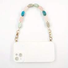 1pc Elegant Gemstone Phone Lanyard With Gold Clasp - Perfect For Hanging Phone Or Small Accessories