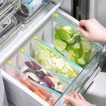 Resealable Food Storage Bags, Suitable For Freezing, Reusable, Convenient Food Storage, 3 Sizes, Zipper Seal Bags For Food, Fruit, Candy, Cookies, Dried Fruit, Vegetables, Grains, Fridge, Kitchen (Random Blue Or Yellow Zipper) - Multicolor - View 12