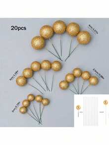 20 Stücke Schaumstoffkugel Tortendekoration, vier Größen und mehrfarbige gemischte Schaumstoffkugeln, Geburtstag, Hochzeit, Junggesellinnenabschied, Taufe, Gender Reveal Party, Rentnerparty, Themenparty Tortendekoration, passend, verschiedene Farben zur Auswahl, geeignet für verschiedene Anlässe (Bitte nach Anbringen des weißen Schlauchs verwenden. Die kugelförmige Oberfläche sollte den Kuchen nicht berühren.)