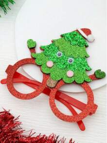 1 peça de armação de óculos feminina com pompom de árvore de Natal e strass, acessório divertido para festas e presilha de cabelo. - Multicolorido - Ver 15