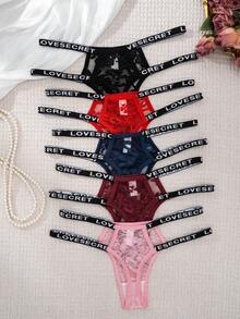 5pcs/Pack Women's Sexy Lace Letter Waistband Panties - Multicolor - View 3