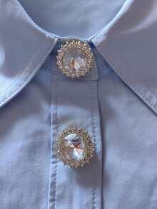 2 Pcs/Set Elegant Round Diamond Geometry Button Covers, Shirts Button Cover Clip On Button Covers Fashion Crystal Cufflinks Cover, Suitable For Tuxedo And Wedding Dresses Decoration