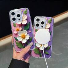 CLEAR  CASE Clay Daisies On Textured Pastel BackgroundCompatible With  11 To  17 Models The Cases Lens Protection Function Ensures The Camera Remains Undamaged During Shooting  Guaranteeing Image Quality - Clear - View 2