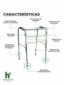 ANDADERA PLEGABLE SIN RUEDAS - Plateado - Ver 2