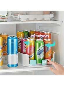 360° Rotating Refrigerator Rack, Rotating Kitchen Storage Rack With Multiple Layers And Dividers, Transparent Storage Shelf, Refrigerator Food Organizer, Detachable Design To Save Space, Refrigerator Capacity Expander