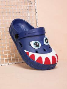 Atmungsaktive Kinder Cartoon Sandalen mit großen Zähnen und großen Augen, zweifarbig, lässig, bequem, rutschfest für Strand und Spiel, leichte EVA Klassische Sandalen/Hausschuhe für Innen und Außen