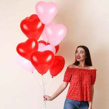 50 Stücke 10-Zoll rote & rosa herzförmige Latex-Luftballons, geeignet für Valentinstag, Hochzeitstag, Verlobung, Geburtstag, Garten, Firmenjubiläum, Abschluss, Party, romantische Dekoration - Verschiedenfarbig - Übersicht 4