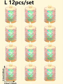 3/12/24pcs Large Acrylic Crystal Pattern LED Electronic Candle Lights, Battery Operated, Rose Pattern Projection Tea Candle Lights, Flameless Candle Lights, Suitable For Wedding, Valentine's Day, Christmas, Holidays, Home Decor, Christmas Table Decor - Huang Guang - View 14