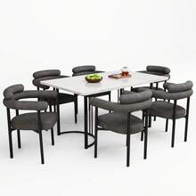 Table And Chair Set (5 Pieces), With Designer Metal Legs, Including 4 Hollow Armchairs In Wild Gray Leather Fabric, Elegant And Comfortable, Suitable For Restaurants. - 深灰色 + 白色 + 鐵 - 查看 11