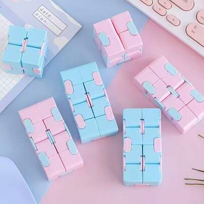 6/12/24pcs Infinity Flip Cube Toy - Smooth Flipping Mechanism, Soft Colors (Pink/Blue/White), Durable Plastic, Suitable For Relaxation, Birthday, New Year, Holiday, Thanksgiving Gifts And Party Favors, Desktop Organizer | Lock Design | Precise Mechanism, Fun Toy