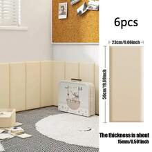 6pcs 3D Wall Panels, 6pcs Thick Soft Self-Adhesive 3D Wall Panels 50cm X 23cm, Protective Sticker, Anti-Collision Effect, Removable And Reusable, Suitable For Bedroom Headboard, Home Decor